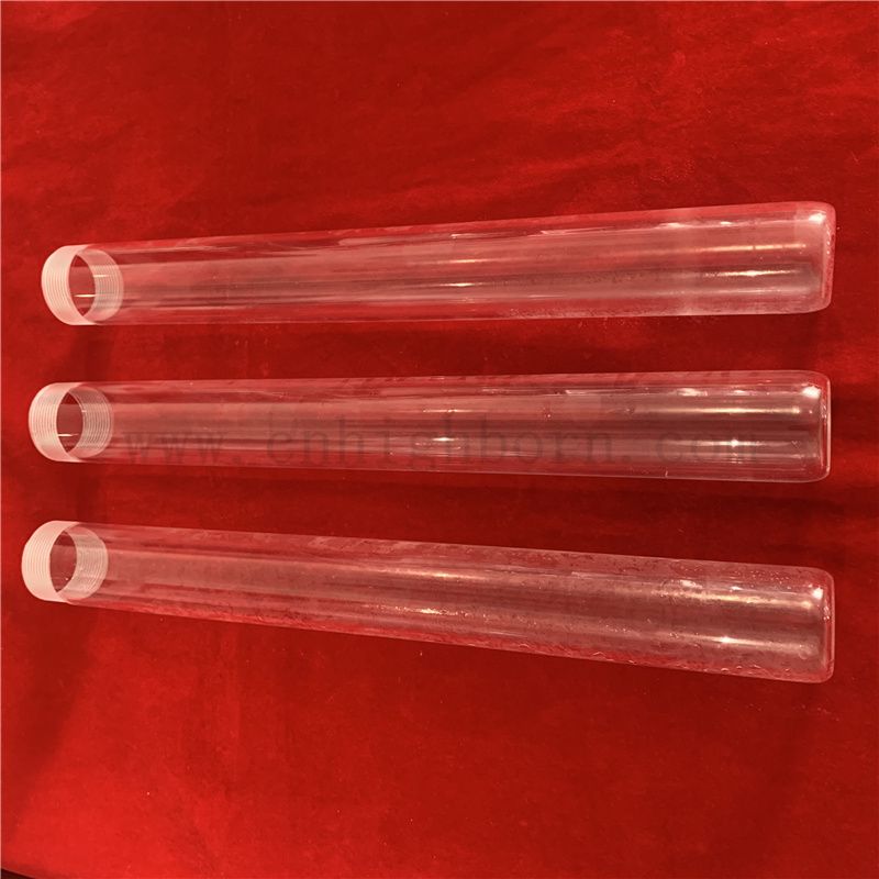 Dostosowany rozmiar wkręcona górna przezroczona szklana rurka krzemionkowa z płaskim dnem 