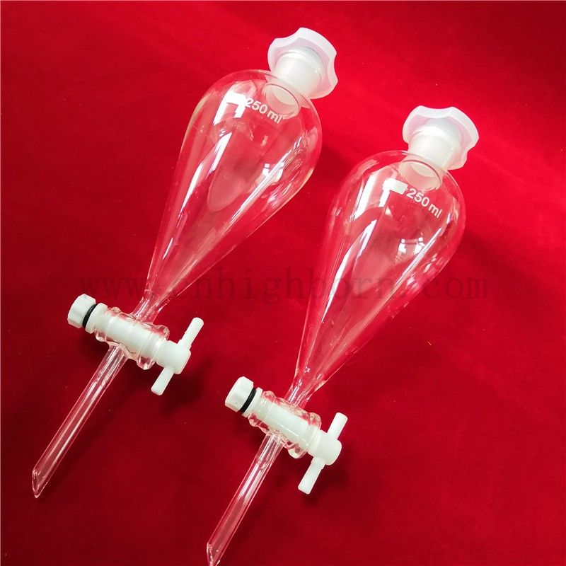 Przezroczysty lejek borokrzemianu szklanego borokrzewnego lejek separujący z stoppem