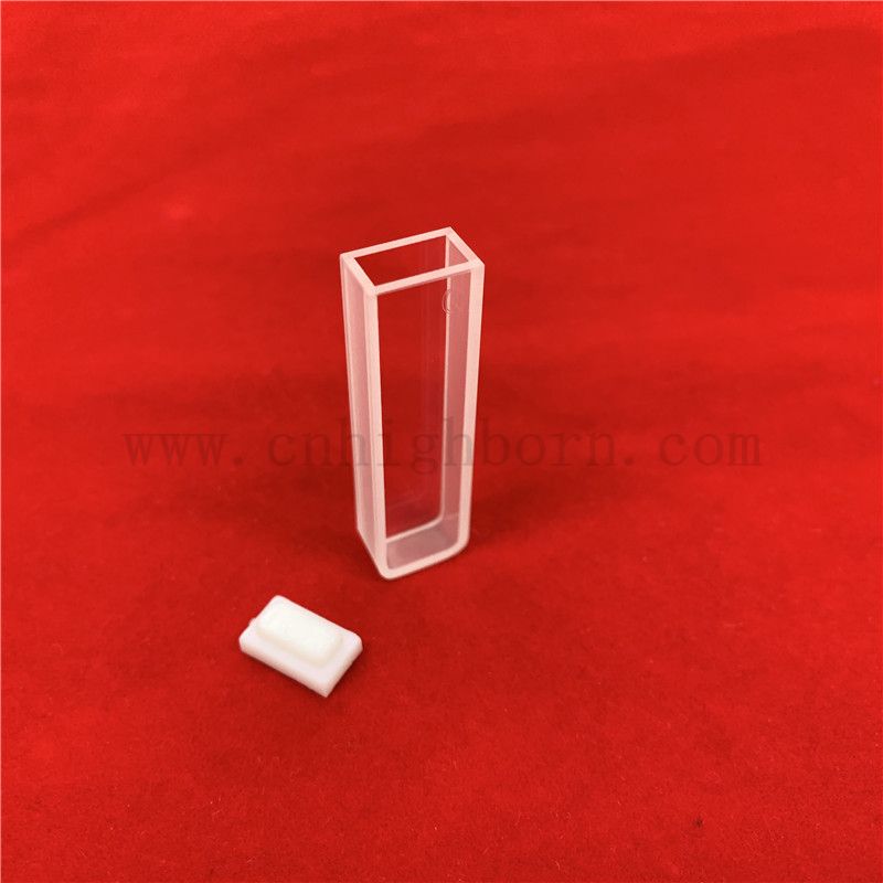 Laboratoryjna transmitancja UV 1.7 ml spektrofotometr kwarc kuweta 2 Przezroczyste standardowe komórki szklane optyczne z pokrywką