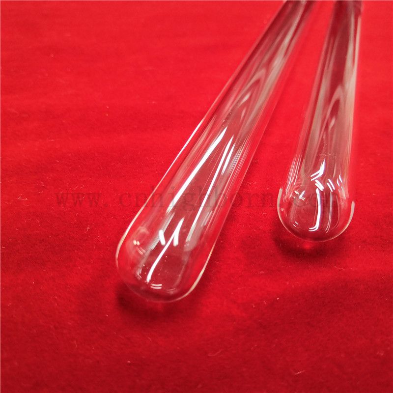 Standard oporności na ciepło przezroczystą kwarcową szklaną rurkę z okrągłym dnem