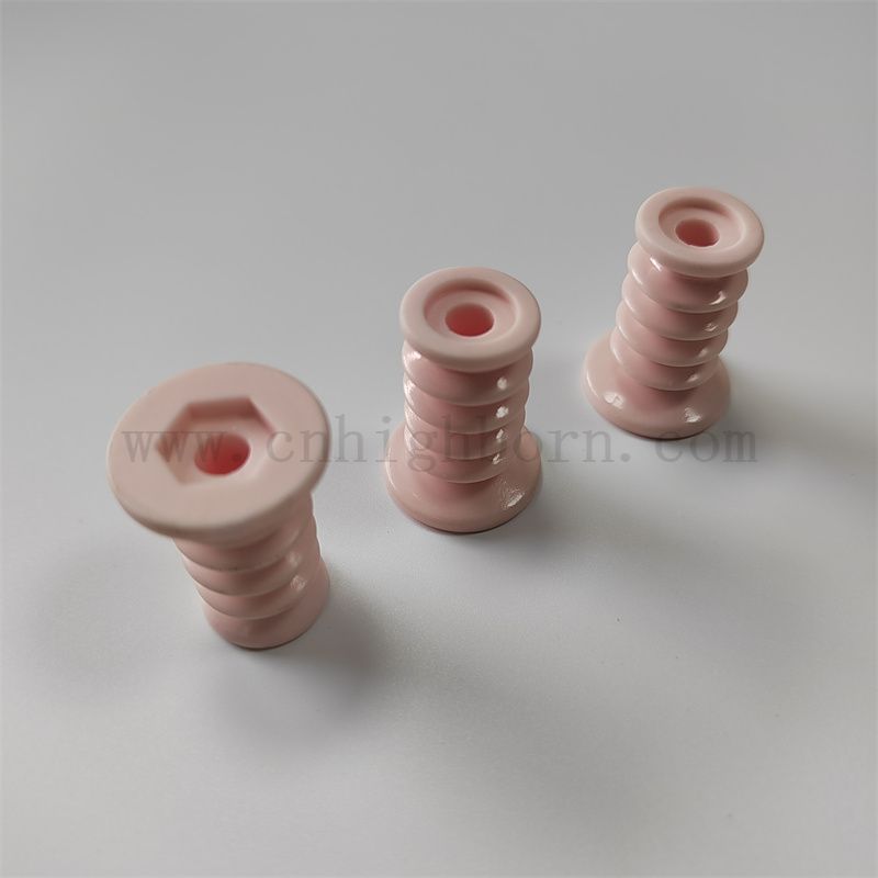 Zużycie odpornego na różowy al2O3 gwintowa gwintowa część koła pasowa glinu ceramiczna rolka ceramiczna