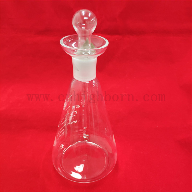Clear Laboratory Flat Bottom Spited Quartz Glass Glass Kolba Oxyen Flask