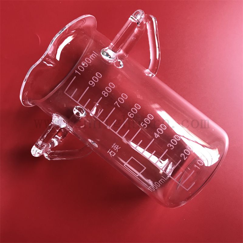 Odporność na ciepło dostosowane do próżni kwarcowej zlewki z rękawów z uchwytami