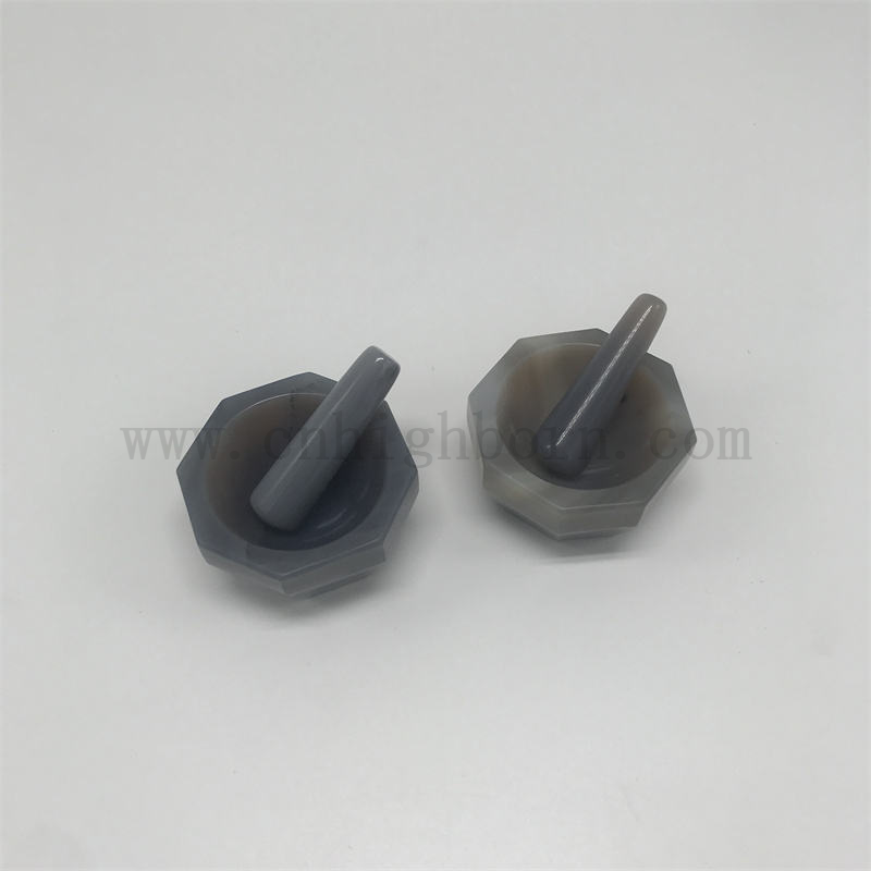 Wysoka twardość naturalna moździerz agatu i tłucz do szlifowania laboratoryjnego i farmaceutycznego