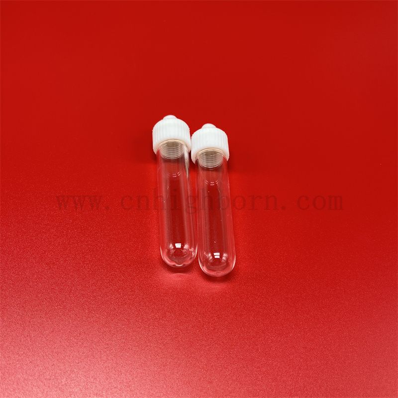 Dostosowywana przezroczysta kwarcowa szklana rurka testowa z przykręconą pokrywką