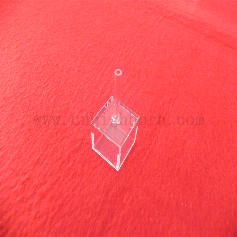 Laboratoryjne komórki sześcienne Krótka długość ścieżki z rurką wypełniającą szklane kuwetki sześcienne dla przemysłu chemicznego