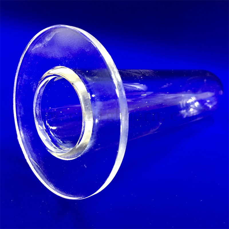 Dostosowane przezroczyste kwarcowe kołnierz Rurka Okrągła dolna rura szklana krzemionki