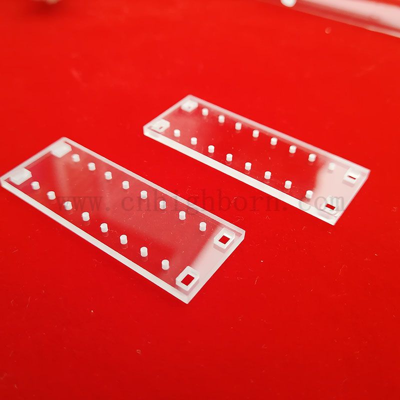 Optyczne złożone szkiełki kwarcowe kwarcowe z otworami z otworem