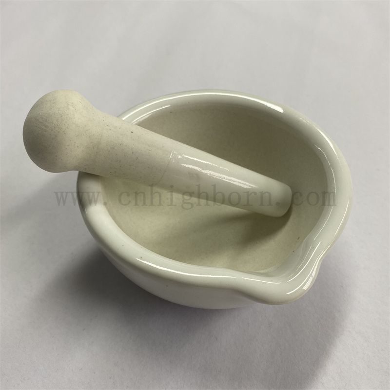 Porcelanowa moździerz i tłuczenie szkolnego szkolnego szlifowania miski z wylewką