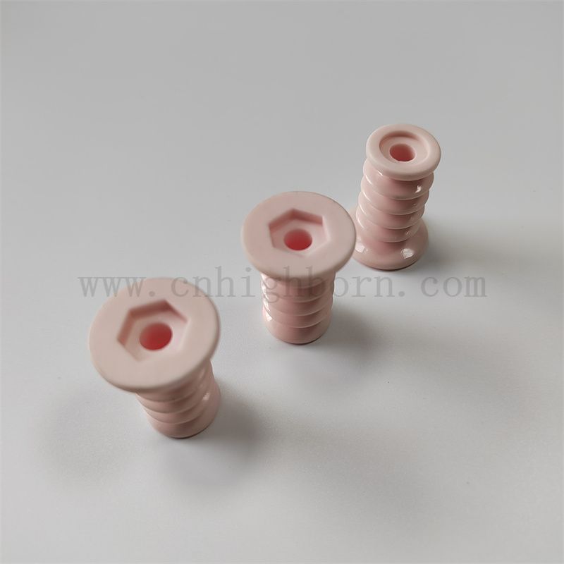 Zużycie odpornego na różowy al2O3 gwintowa gwintowa część koła pasowa glinu ceramiczna rolka ceramiczna