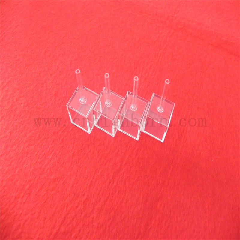 Laboratoryjne komórki sześcienne Krótka długość ścieżki z rurką wypełniającą szklane kuwetki sześcienne dla przemysłu chemicznego