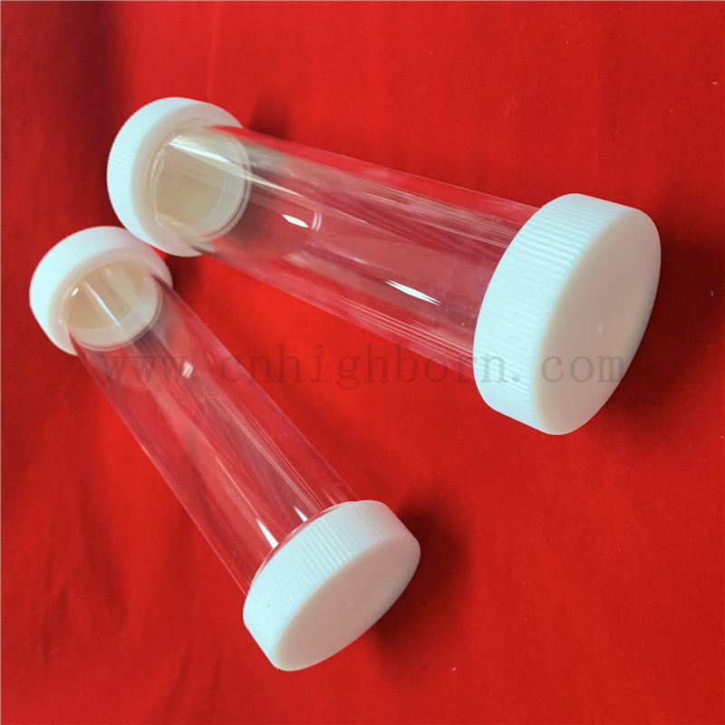 Przezroczysta połączona kwarcowa kwarcowa rura testowa z przykręconymi końcami