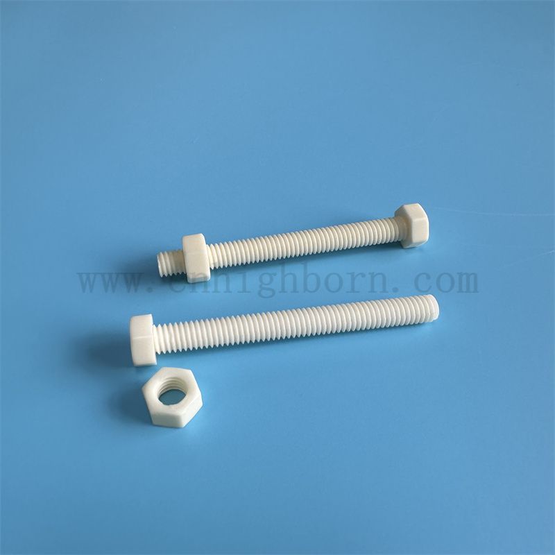 Dostosowany 95% glinu AL2O3 ceramiczna sześciokątna część śrubowa śruba i nakrętka