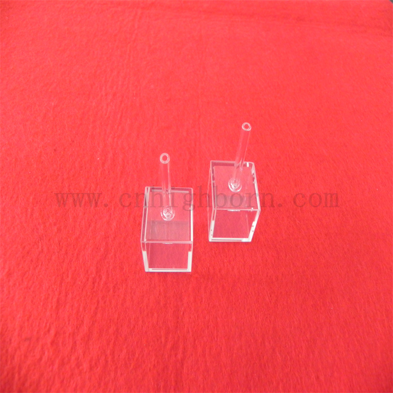 Laboratoryjne komórki sześcienne Krótka długość ścieżki z rurką wypełniającą szklane kuwetki sześcienne dla przemysłu chemicznego