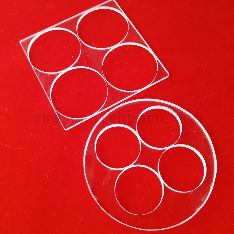 92% przezroczysty kwarcowy szklany UV Spited Silica Plate z otworami wiertarkami laserowymi