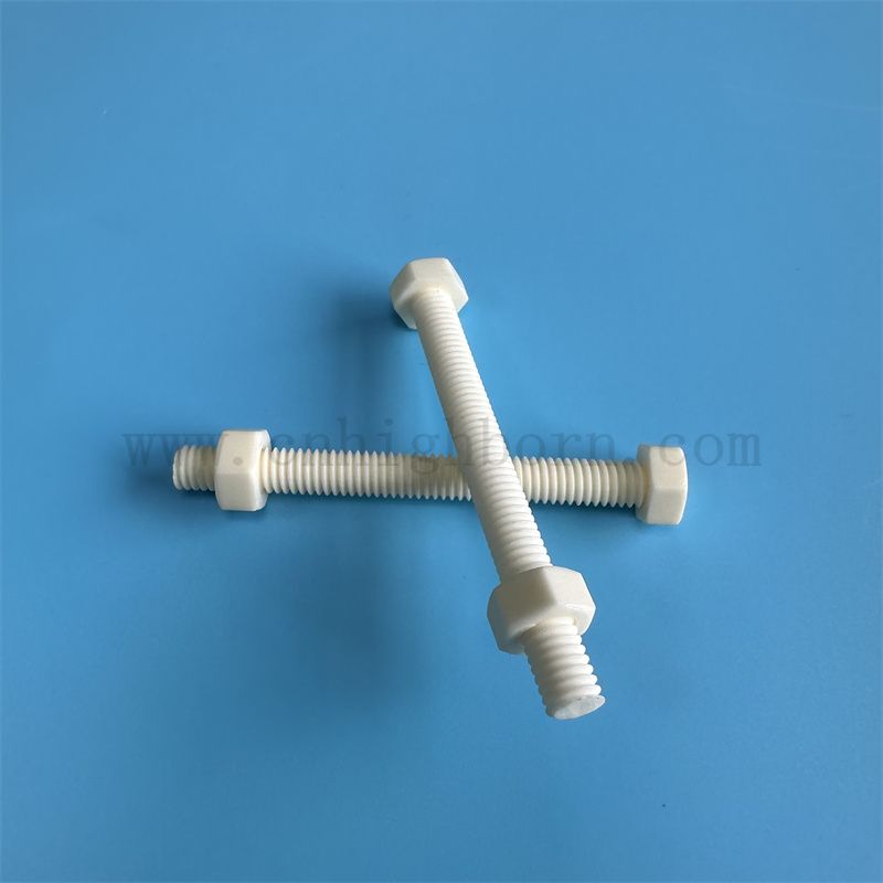 Dostosowany 95% glinu AL2O3 ceramiczna sześciokątna część śrubowa śruba i nakrętka