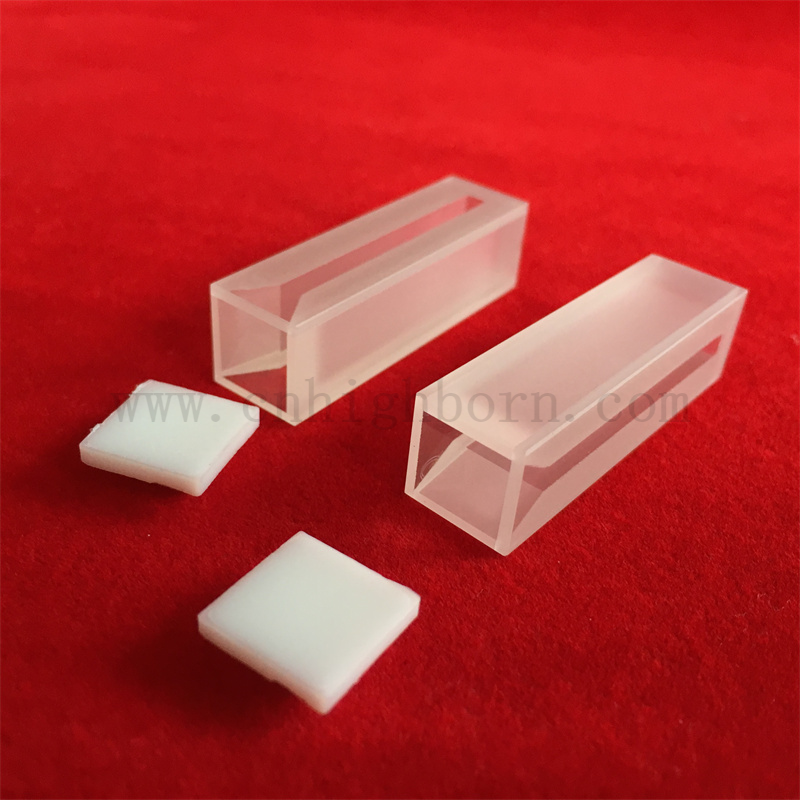 Laboratoryjne materiały eksploatacyjne standardowe Q254 Kwarc szklana kuwetka mikro komórka z matowymi ścianami i pokrywką