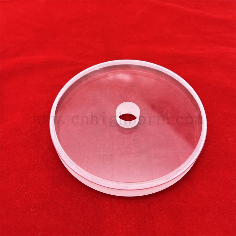 Głębokość w wysokiej temperaturze okrągła szklana szklana kwarcowa płyta z otworem
