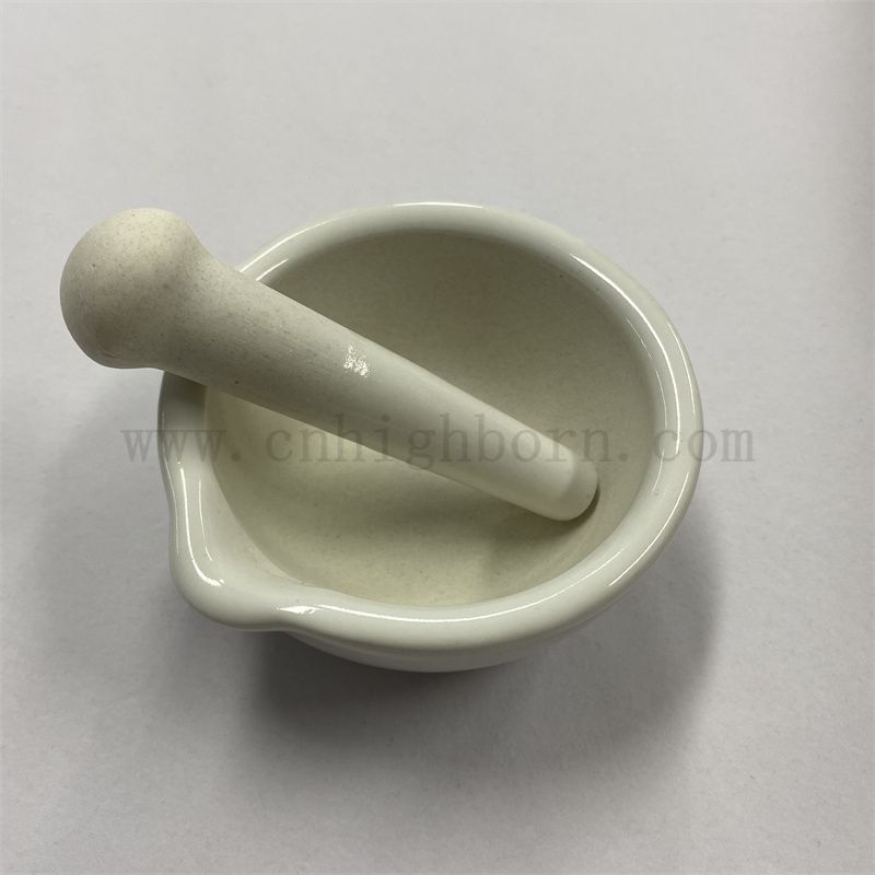 Porcelanowa moździerz i tłuczenie szkolnego szkolnego szlifowania miski z wylewką