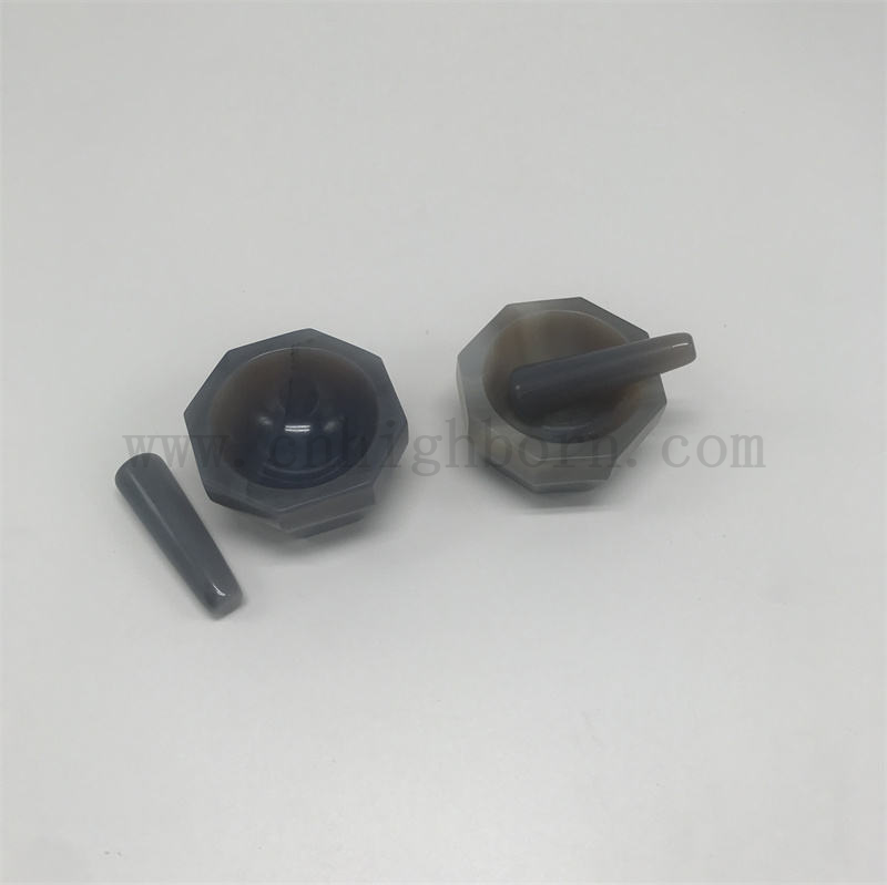 Wysoka twardość naturalna moździerz agatu i tłucz do szlifowania laboratoryjnego i farmaceutycznego