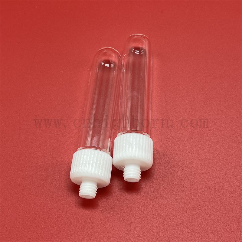 Dostosowywana przezroczysta kwarcowa szklana rurka testowa z przykręconą pokrywką