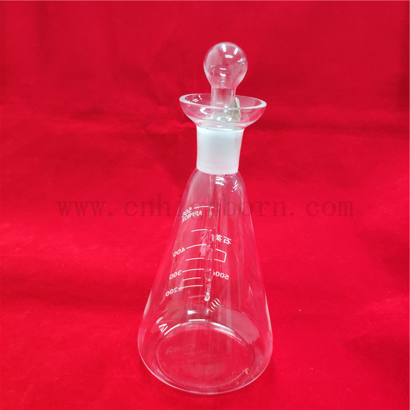 Clear Laboratory Flat Bottom Spited Quartz Glass Glass Kolba Oxyen Flask