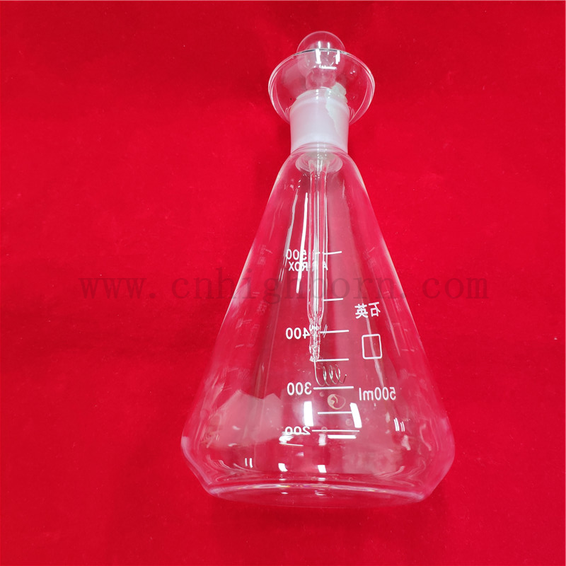 Clear Laboratory Flat Bottom Spited Quartz Glass Glass Kolba Oxyen Flask