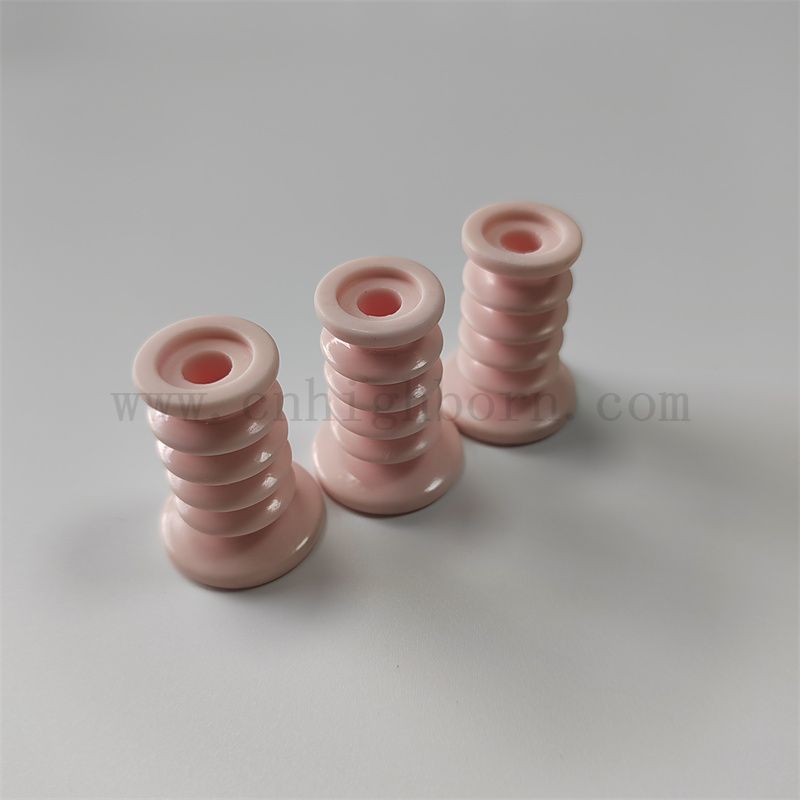 Zużycie odpornego na różowy al2O3 gwintowa gwintowa część koła pasowa glinu ceramiczna rolka ceramiczna