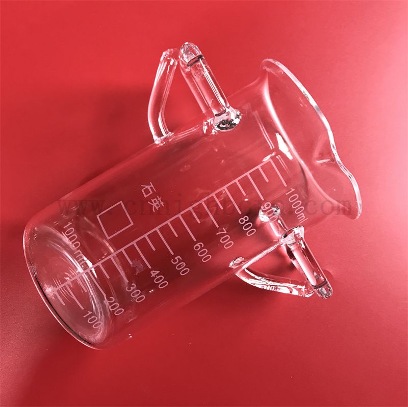 Odporność na ciepło dostosowane do próżni kwarcowej zlewki z rękawów z uchwytami